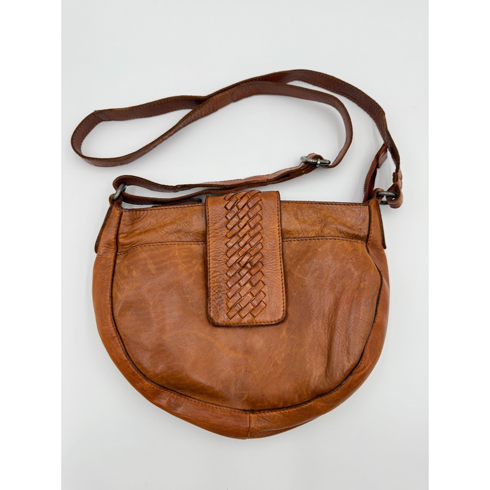 Valenca Holland Genuine Leather Crossbody Bag Brown Woven‎ Flap Boho VTG Style